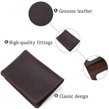 Leather Driver's License and ID Holder SHVIGEL 13964 Dark Brown Natural Leather, Made in Ukraine