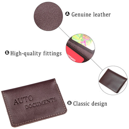 Leather Auto Document Holder with 3 Slots SHVIGEL 13967 Brown - Natural Skin для водійського використання
