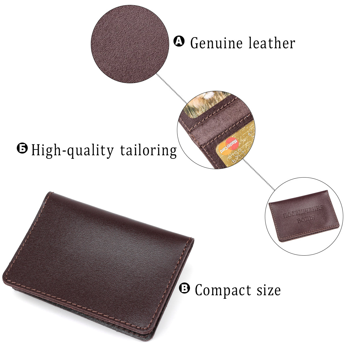 Leather Driver's License Cover SHVIGEL 13971 Brown Natural Leather Durable Design