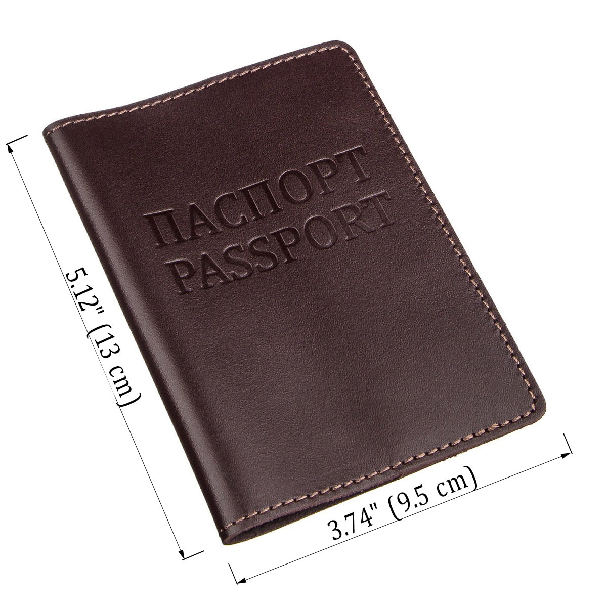 Genuine Leather Passport Cover SHVIGEL 13976 Brown for Travel Protection