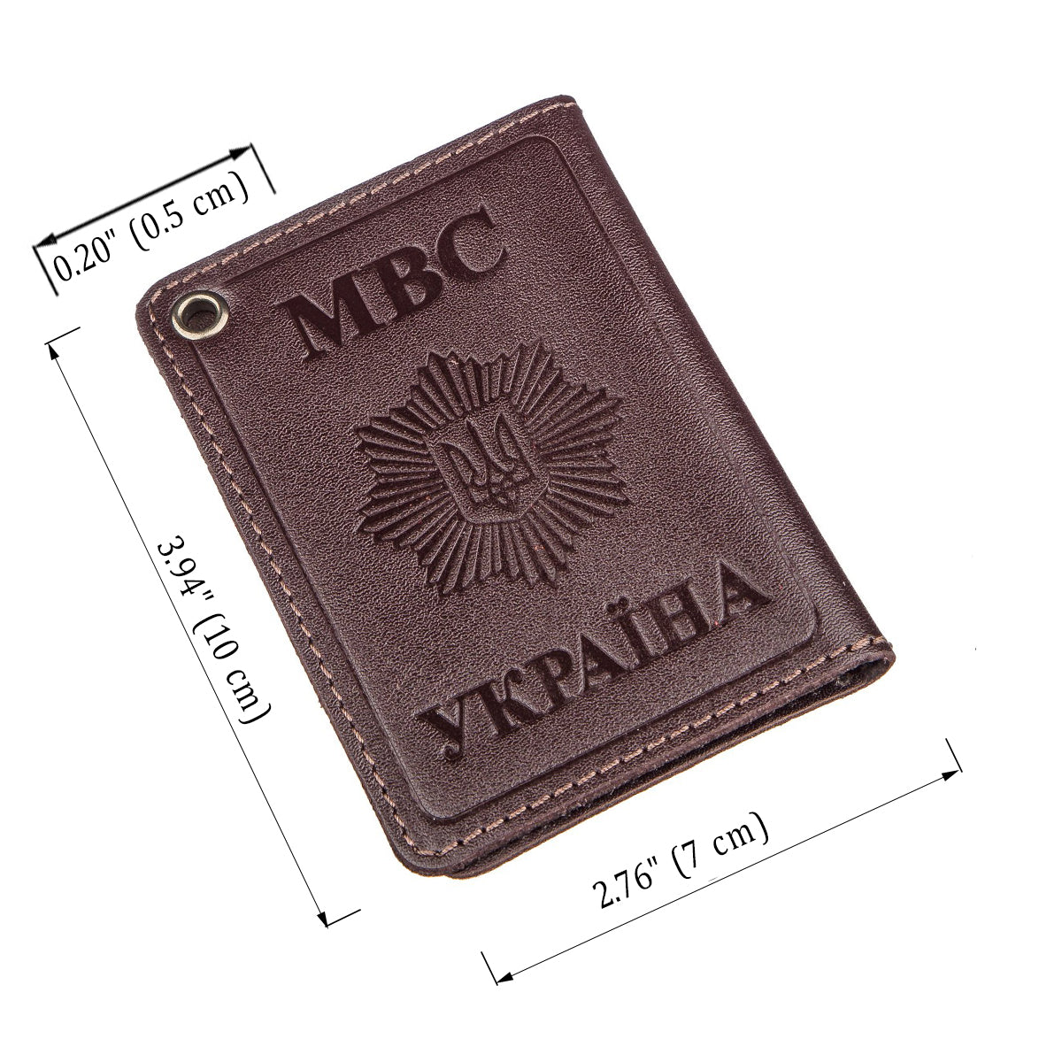 Compact Document Cover SHVIGEL 13979 Brown Genuine Leather, Made in Ukraine