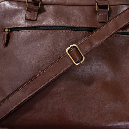 Men's Leather Laptop Bag SHVIGEL 19109 Brown Made of Genuine Leather