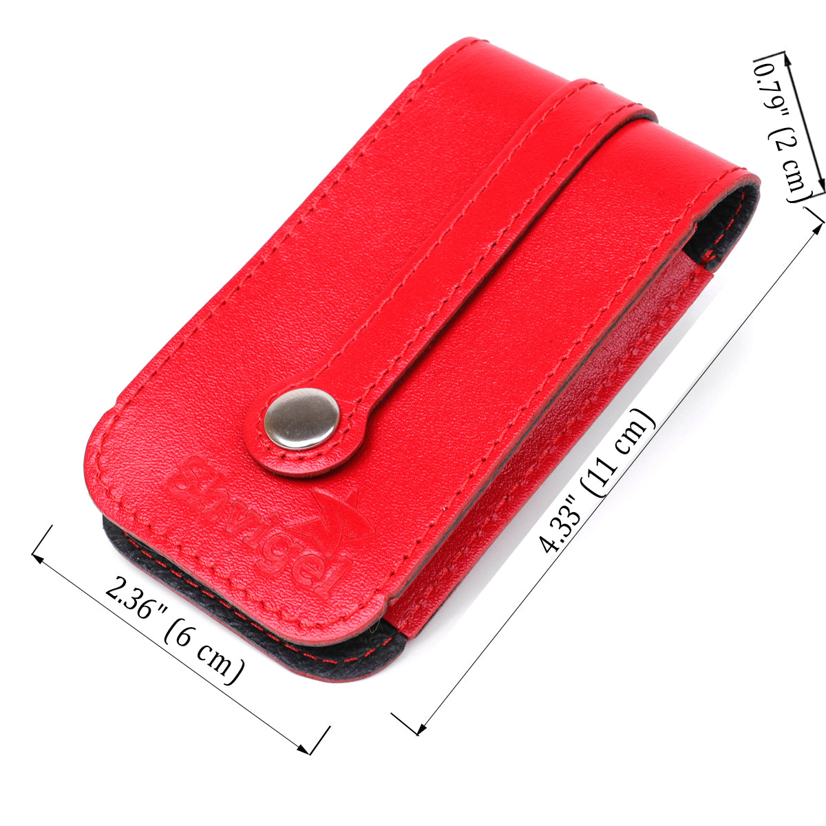 Compact Leather Key Holder with Strap SHVIGEL 13987 Red - Natural Leather, Key Storage Solution