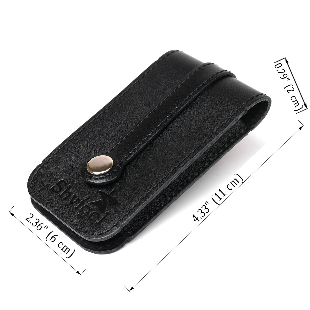 Compact Leather Key Holder with Strap SHVIGEL 13988 Black, Natural Leather, Made in Ukraine