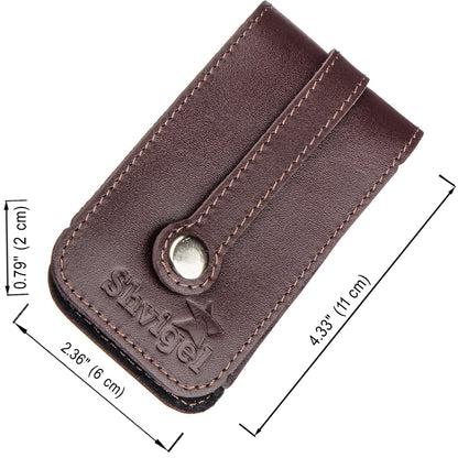 Compact Leather Key Holder with Strap SHVIGEL 13989 Brown Genuine Leather for Keys
