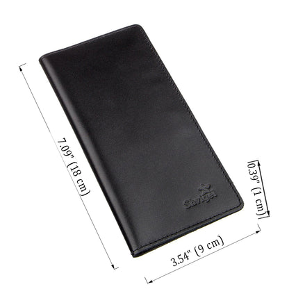Vertical Leather Wallet SHVIGEL 13991 Black Genuine Leather with Slim Design