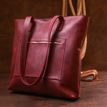 Vintage Women's Shopper Bag SHVIGEL 16350 Burgundy - Genuine Leather from Ukraine