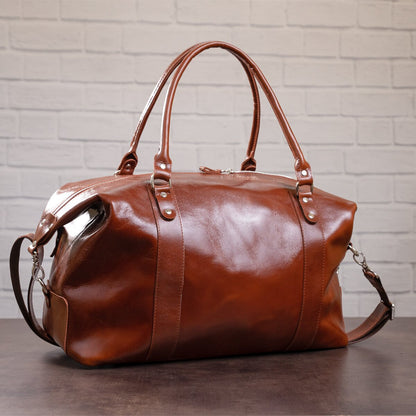 Travel Bag SHVIGEL 00882 in Ruda Color - Handmade from Natural Leather, Ukraine