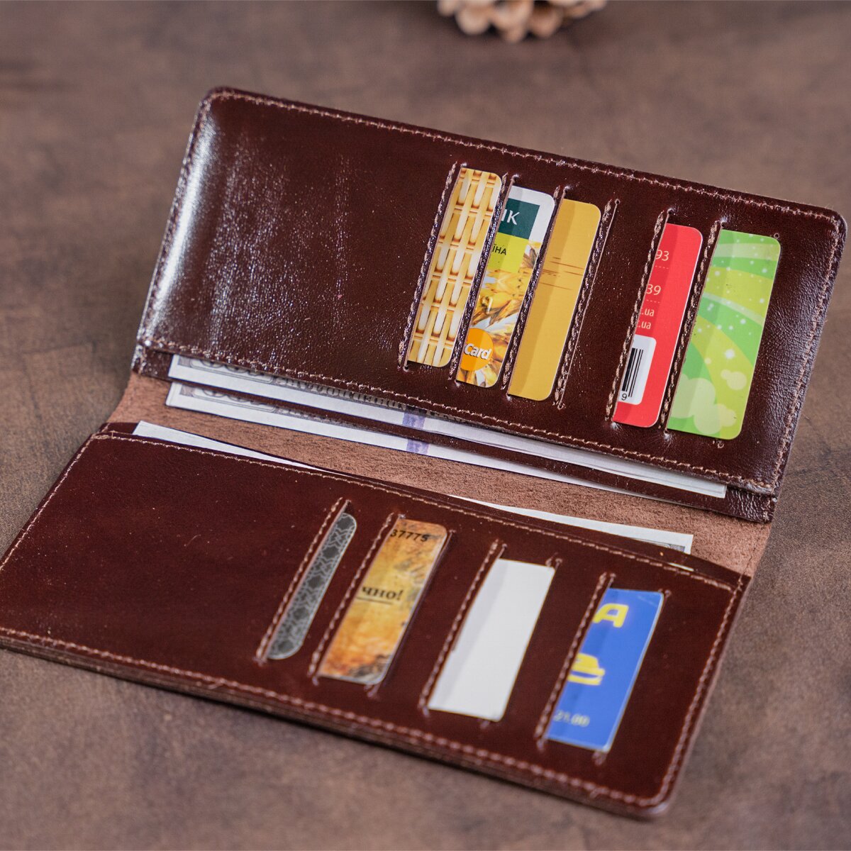 High-Quality SHVIGEL Leather Wallet 16153, Made from Natural Leather, Brown Color