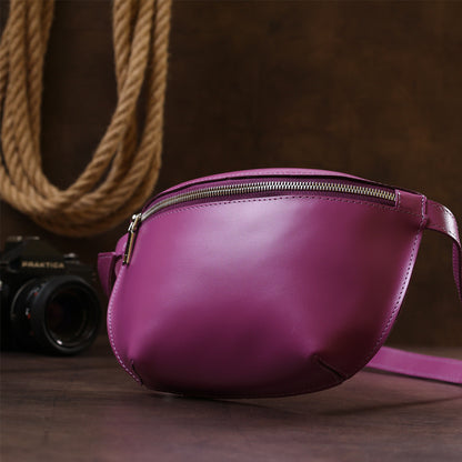 Bright Purple SHVIGEL Leather Fanny Pack 16386 - Natural Leather, Ukraine Made