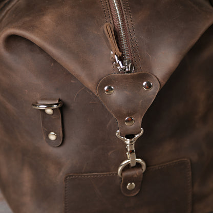 Travel Bag SHVIGEL 11019 Brown Natural Leather Handmade in Ukraine