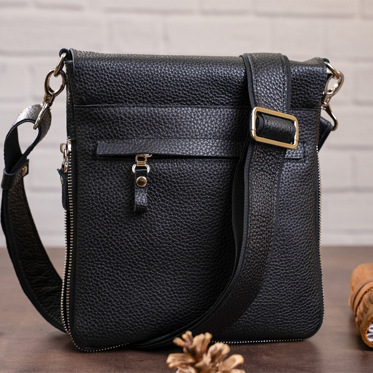 Genuine Leather Handbag SHVIGEL 11016 Black, Made in Ukraine, Premium Quality