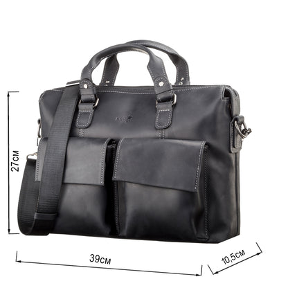 Leather Laptop Bag SHVIGEL 11111 Black Genuine Leather Made in Ukraine