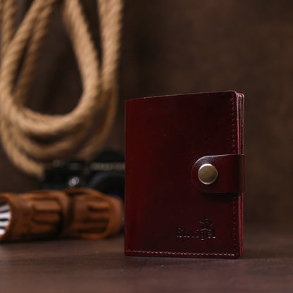 Classic Leather Wallet SHVIGEL 16505 Burgundy Natural Leather Made in Ukraine