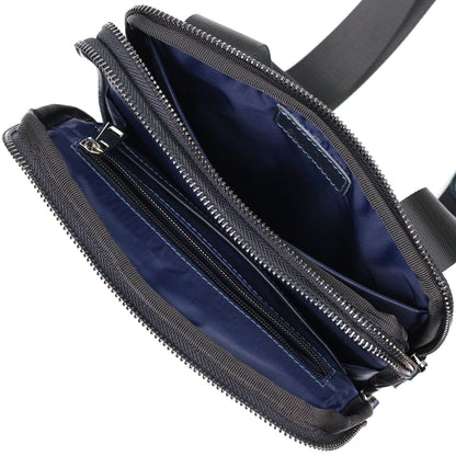 Stylish Men's Shoulder Bag SHVIGEL 22142 Blue Genuine Leather from Ukraine