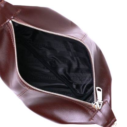 Glossy Leather Cosmetic Bag SHVIGEL 16407 Brown Genuine Leather Made in Ukraine