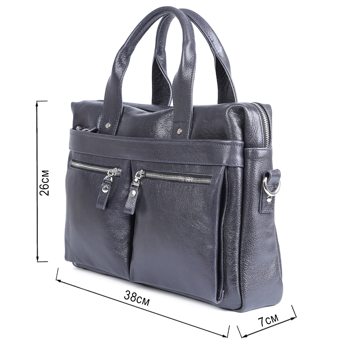 Laptop Bag SHVIGEL 00976 Blue Genuine Leather from Ukraine with Stylish Design