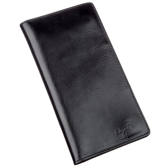 Vertical Men's Wallet SHVIGEL 16195 Black Genuine Leather from Ukraine