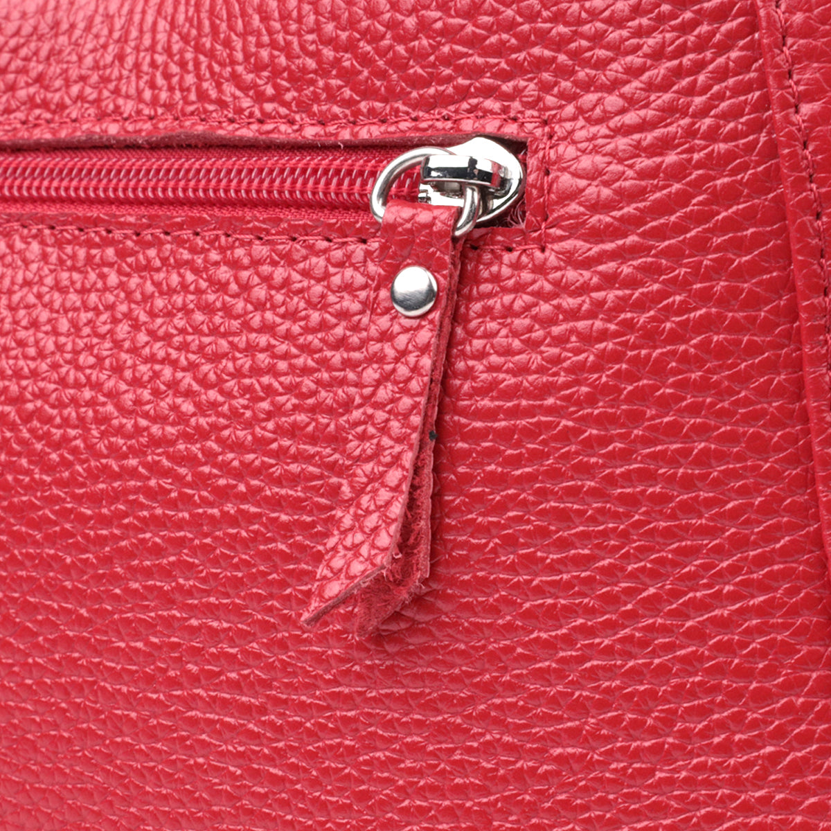 Bright Baguette Bag with Chain and Detachable Strap, SHVIGEL 22836, Red, Natural Leather