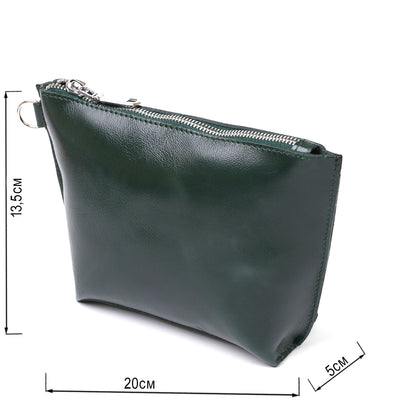 Practical Women's Leather Cosmetic Bag SHVIGEL 16411 Green Genuine Leather