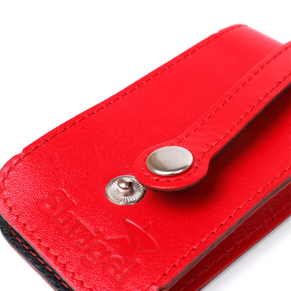 Compact Leather Key Holder with Strap SHVIGEL 13987 Red - Natural Leather, Key Storage Solution