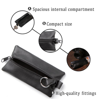 Spacious Leather Key Holder SHVIGEL 15203 Black Made in Ukraine with Natural Leather Material