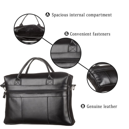 Men's Leather Bag SHVIGEL 15212 Black Natural Leather Stylish Design