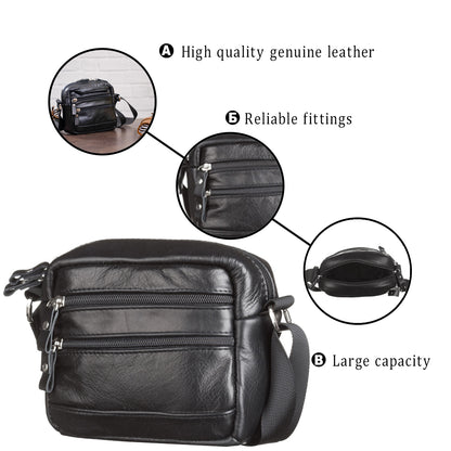 Men's Leather Bag SHVIGEL 15213 Black Genuine Leather Handmade from Ukraine