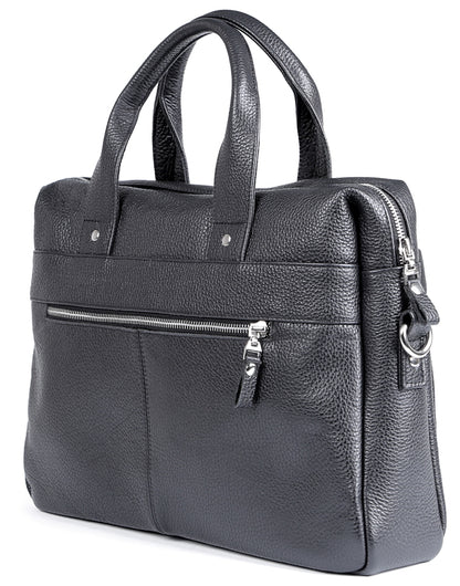 Leather Laptop Bag SHVIGEL 00975 Black, Made in Ukraine, Premium Natural Leather