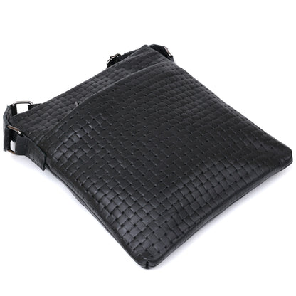 Leather Crossbody Bag for Men SHVIGEL 11600 Black Genuine Leather Quality