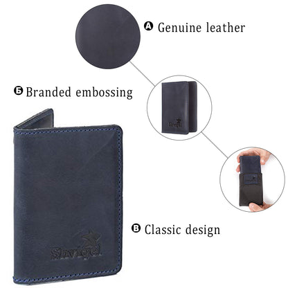 Business Card Holder SHVIGEL 15301 Blue Genuine Leather for Professional Use