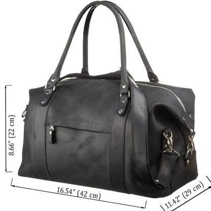Travel Bag SHVIGEL 15302 Black Natural Leather Stylish Design Quality Craftsmanship