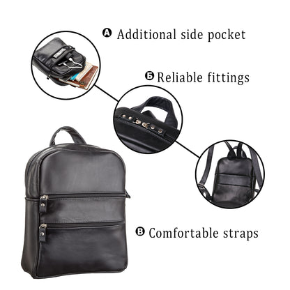 Women's Leather Backpack SHVIGEL 15304 Black Made in Ukraine Natural Leather