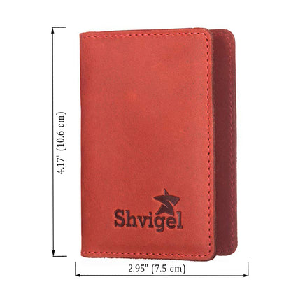 Cardholder SHVIGEL 15305 Red Genuine Leather for Business Cards, Ukraine
