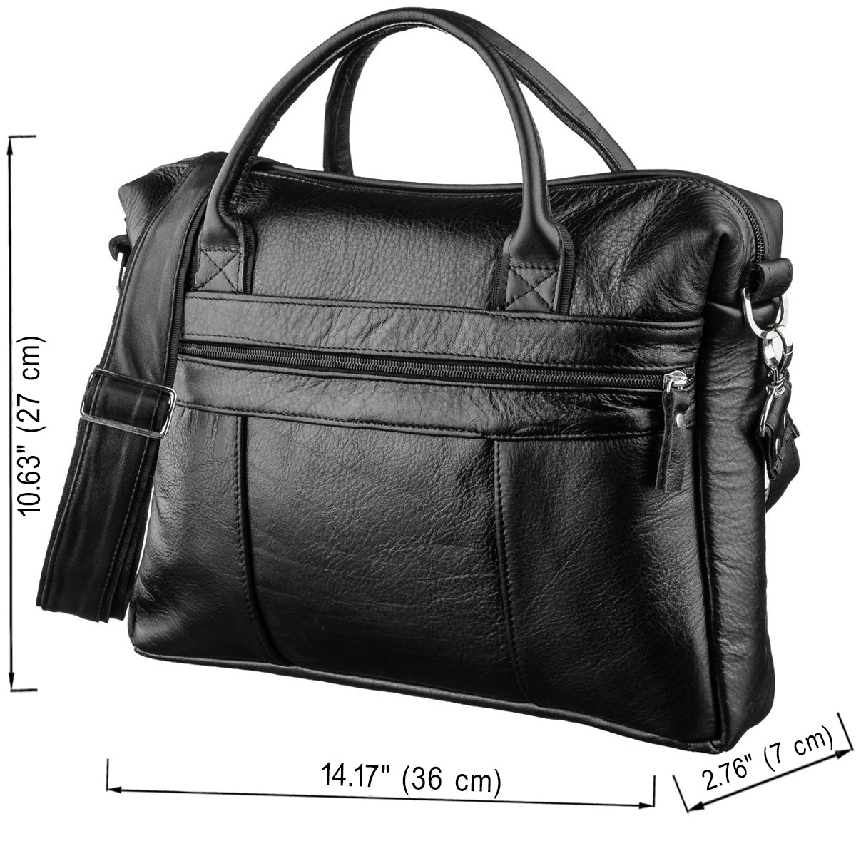 Men's Soft Leather Bag SHVIGEL 15306 Black - Handmade from Genuine Leather, Ukraine