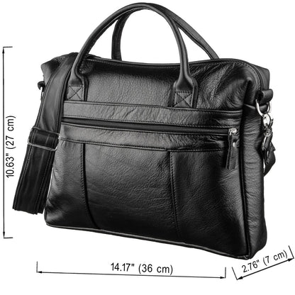 Men's Soft Leather Bag SHVIGEL 15306 Black - Handmade from Genuine Leather, Ukraine