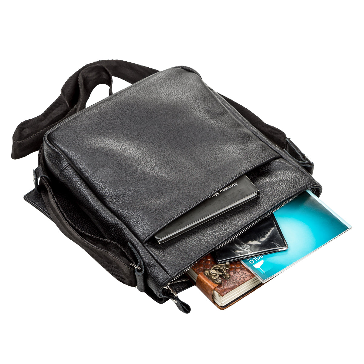 Men's Bag SHVIGEL 00861 Black Genuine Leather, Durable Ukrainian Craftsmanship