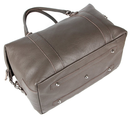 Travel Bag SHVIGEL 00889 Gray Genuine Leather Made in Ukraine