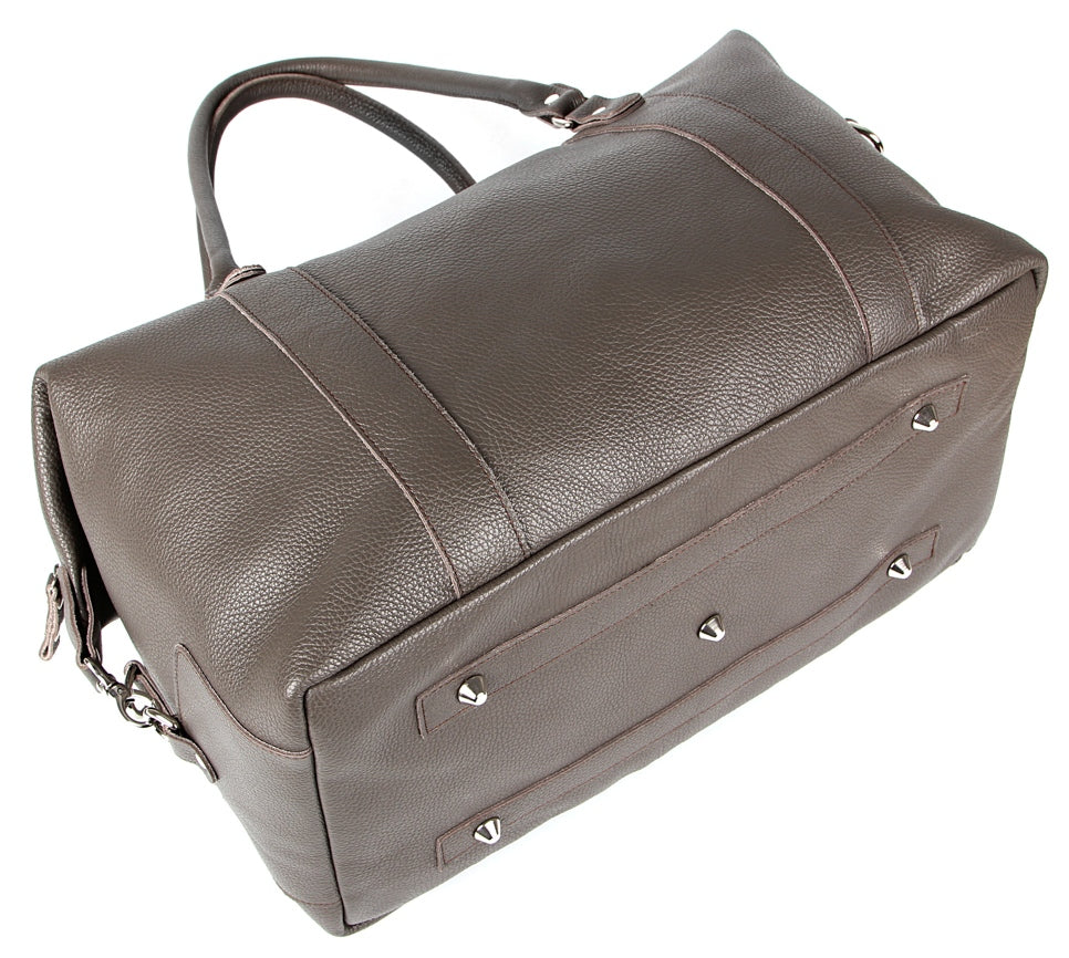 Travel Bag SHVIGEL 00889 Gray Genuine Leather Made in Ukraine