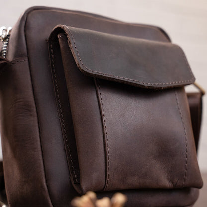 Vintage Leather Bag SHVIGEL 11077 Brown Natural Leather Handmade in Ukraine