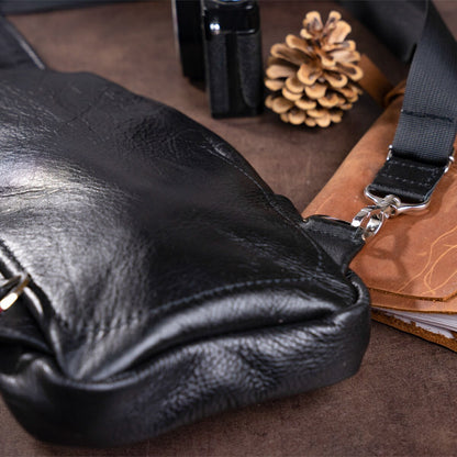 Men's Leather Bag SHVIGEL 13903 Black Genuine Leather Made in Ukraine