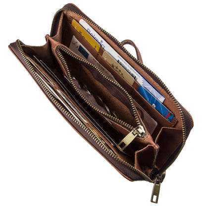 Men's Leather Clutch SHVIGEL 19122 Brown Made in Ukraine, Genuine Leather Material