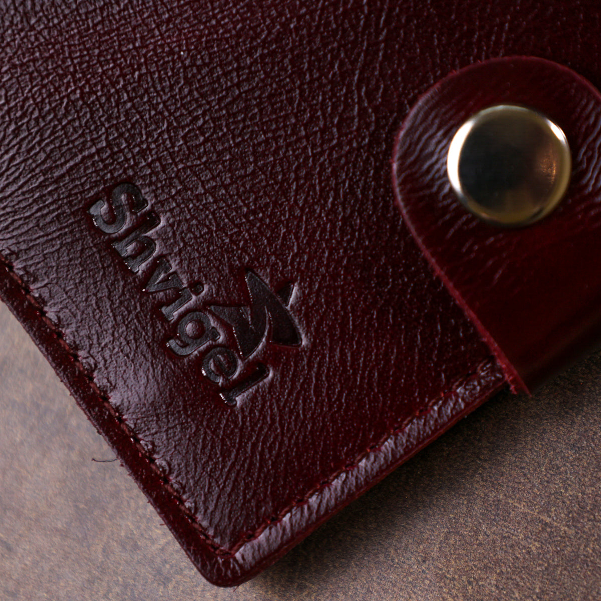 Glossy Leather Women's Wallet SHVIGEL 16484 Burgundy Natural Leather Made in Ukraine