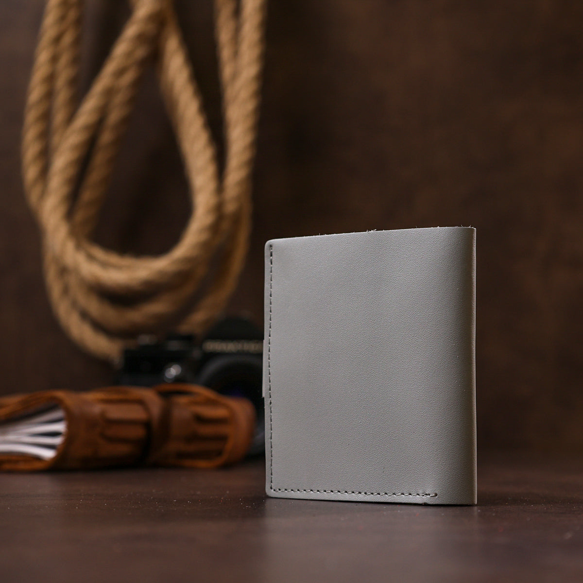 Practical SHVIGEL Leather Wallet 16514 Grey Handmade from Natural Leather