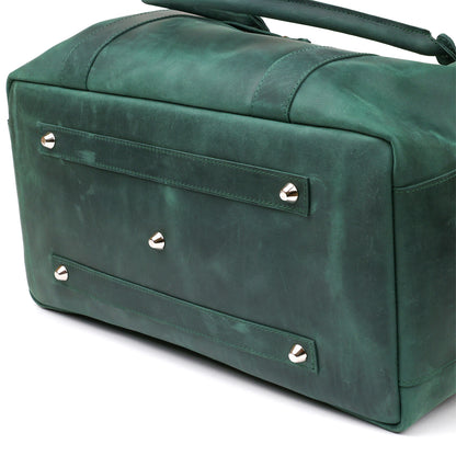 Travel Bag SHVIGEL 11128 Green Natural Leather Durable Design from Ukraine