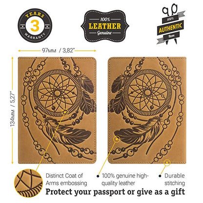 Passport Cover SHVIGEL 15303 Yellow Genuine Leather for Passport Protection