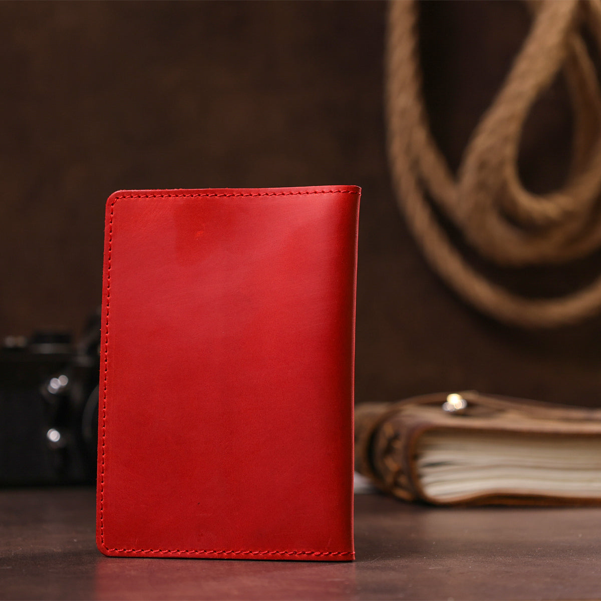 Leather Passport Cover SHVIGEL 13959 Crazy Red - Handmade from Natural Leather