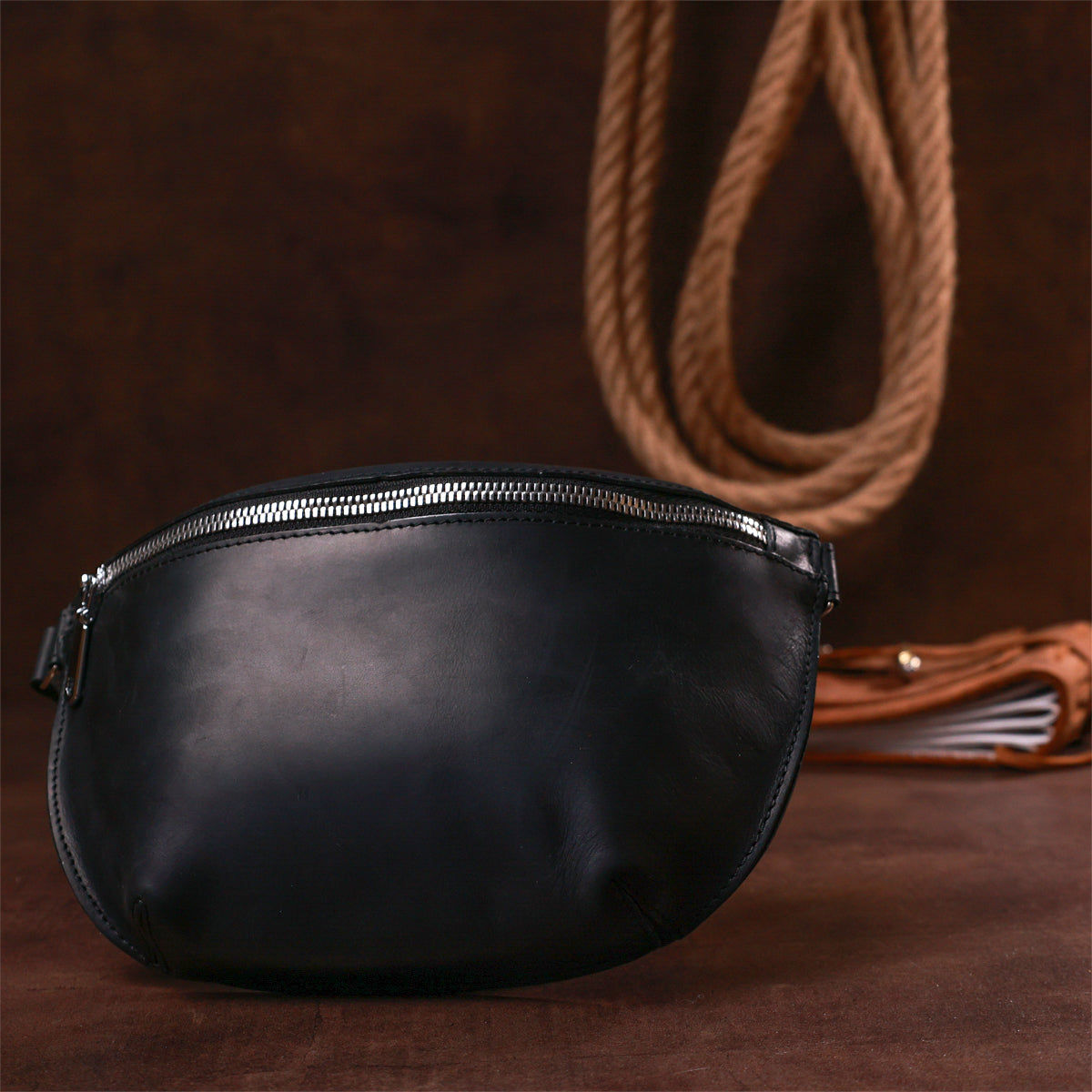 Vintage Women's Waist Bag SHVIGEL 16394 Black Genuine Leather Stylish Design