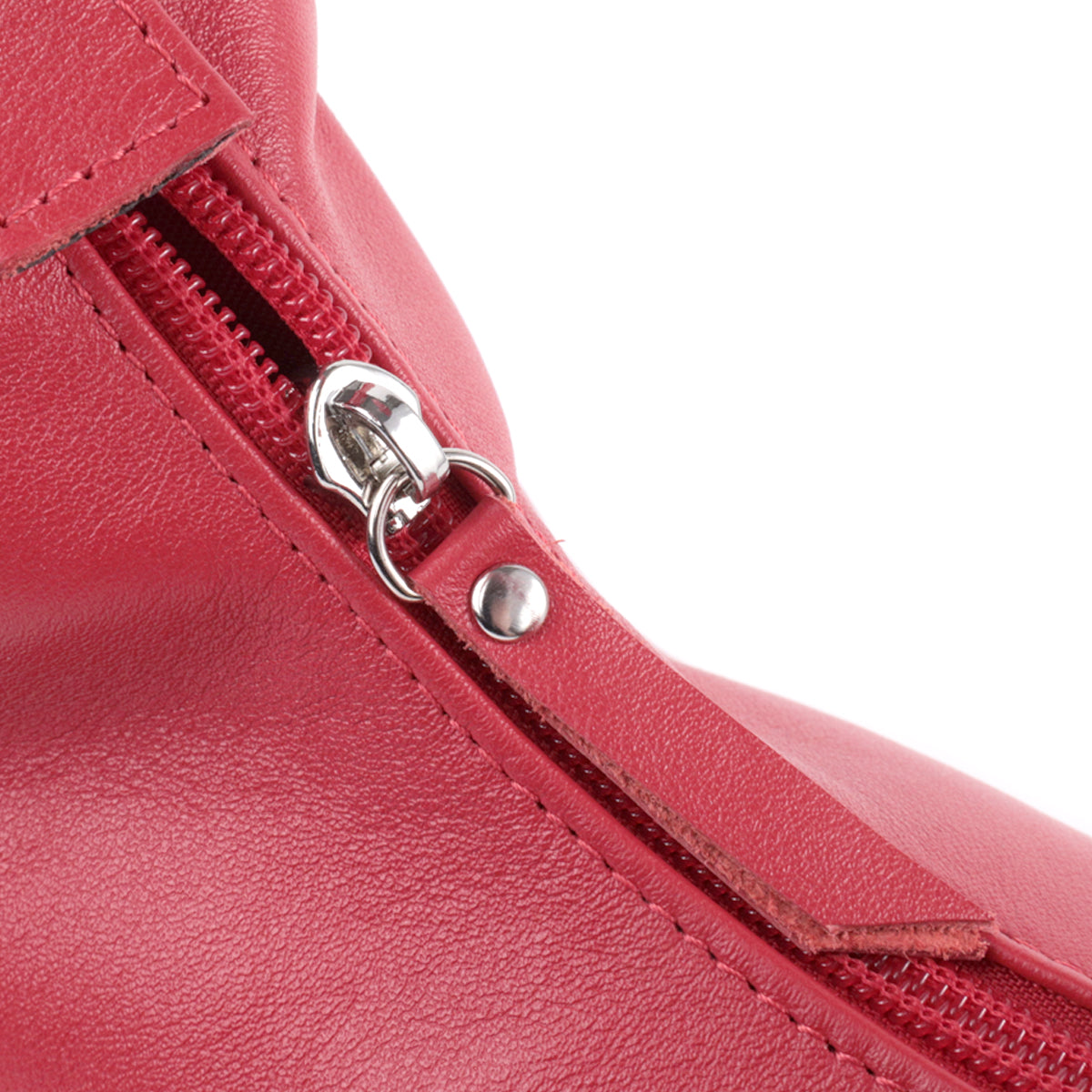 Bright Leather Baguette Bag with Adjustable Strap SHVIGEL 22832 Red, Made in Ukraine