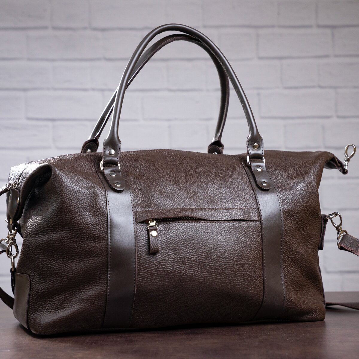 Travel Bag SHVIGEL 00879 Brown Genuine Leather Durable Stylish Design